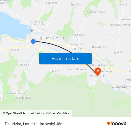 Palúdzka, Las to Liptovský Ján map