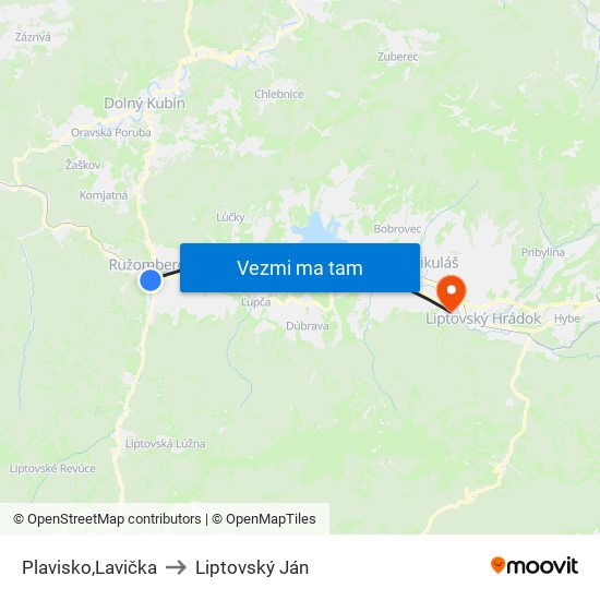 Plavisko,Lavička to Liptovský Ján map