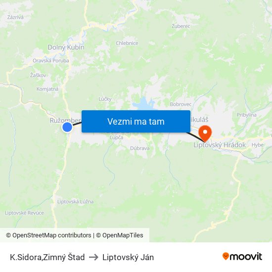 K.Sidora,Zimný Štad to Liptovský Ján map