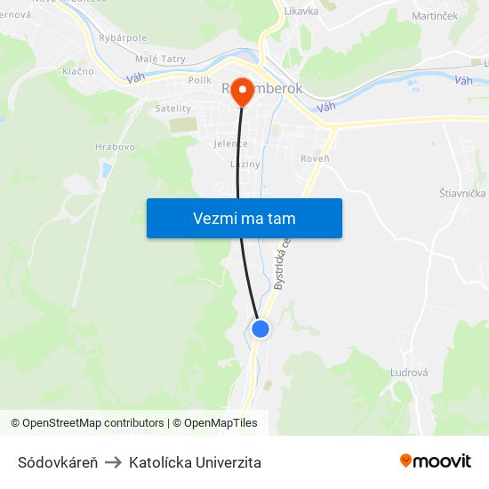 Sódovkáreň to Katolícka Univerzita map