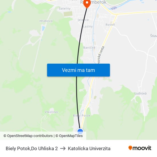 Biely Potok,Do Uhliska 2 to Katolícka Univerzita map