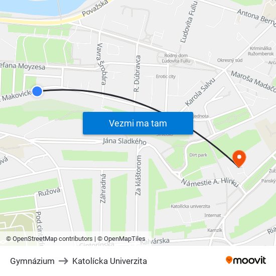 Gymnázium to Katolícka Univerzita map