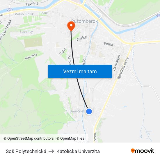 Soš Polytechnická to Katolícka Univerzita map