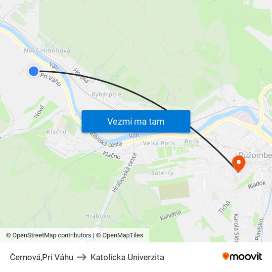 Černová,Pri Váhu to Katolícka Univerzita map