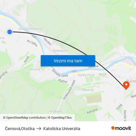 Černová,Otočka to Katolícka Univerzita map