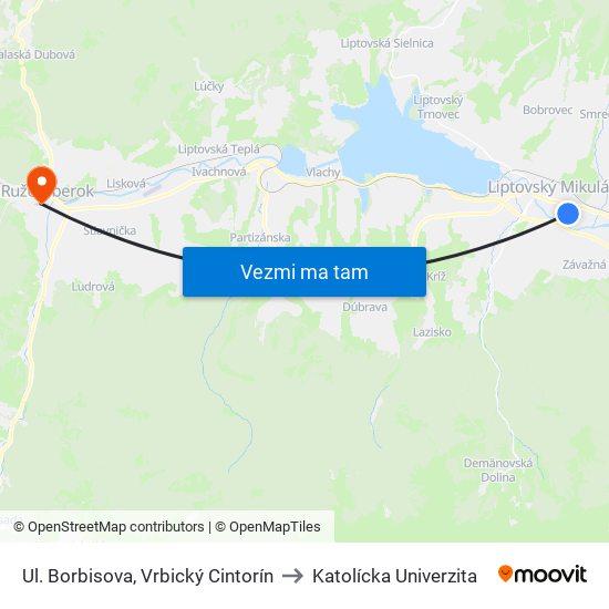 Ul. Borbisova, Vrbický Cintorín to Katolícka Univerzita map