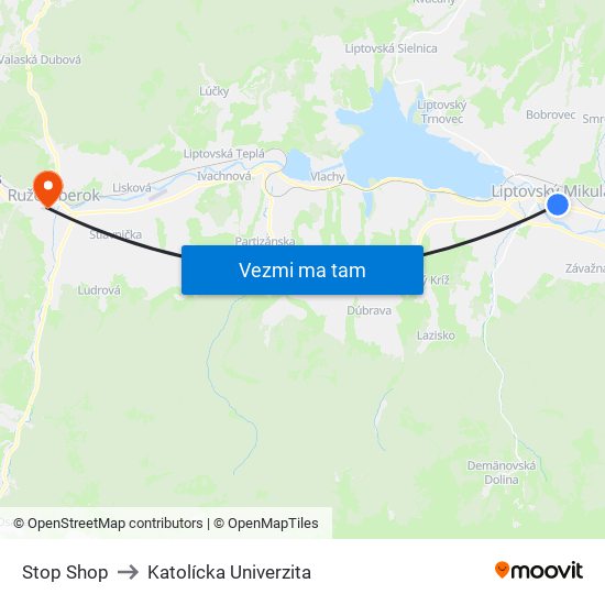 Stop Shop to Katolícka Univerzita map