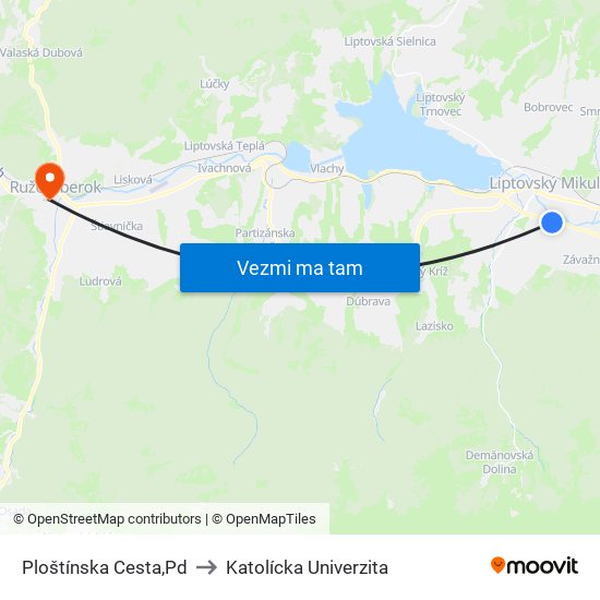 Ploštínska Cesta,Pd to Katolícka Univerzita map