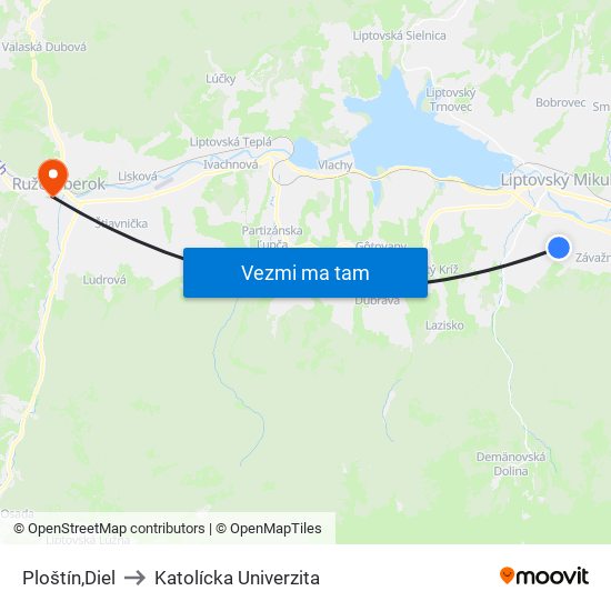 Ploštín,Diel to Katolícka Univerzita map