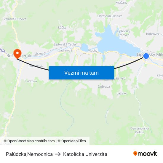 Palúdzka,Nemocnica to Katolícka Univerzita map