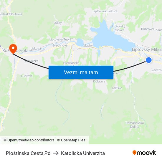 Ploštínska Cesta,Pd to Katolícka Univerzita map