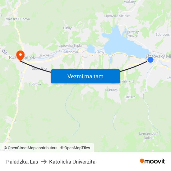 Palúdzka, Las to Katolícka Univerzita map