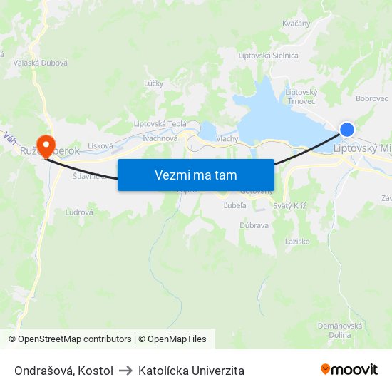 Ondrašová, Kostol to Katolícka Univerzita map