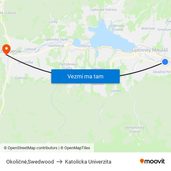 Okoličné,Swedwood to Katolícka Univerzita map