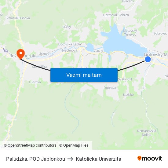 Palúdzka, POD Jablonkou to Katolícka Univerzita map