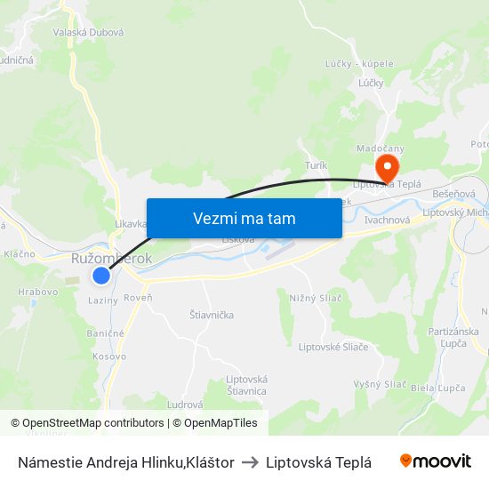 Námestie Andreja Hlinku,Kláštor to Liptovská Teplá map