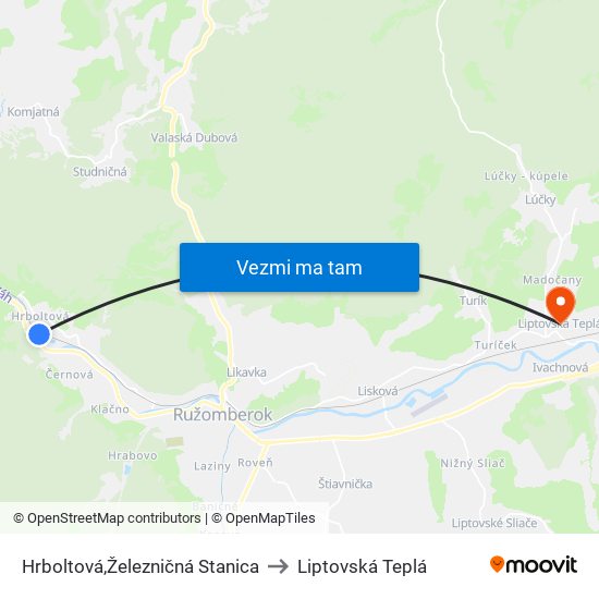 Hrboltová,Železničná Stanica to Liptovská Teplá map