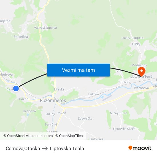 Černová,Otočka to Liptovská Teplá map