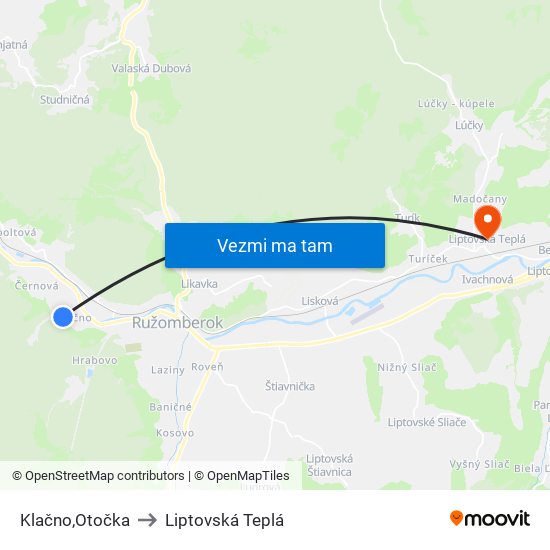 Klačno,Otočka to Liptovská Teplá map