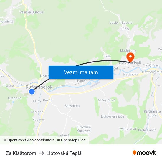 Za Kláštorom to Liptovská Teplá map