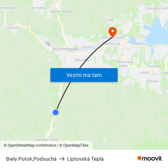 Biely Potok,Podsuchá to Liptovská Teplá map