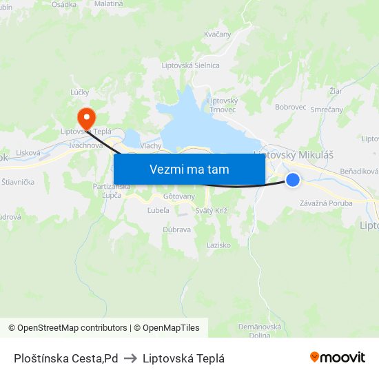 Ploštínska Cesta,Pd to Liptovská Teplá map