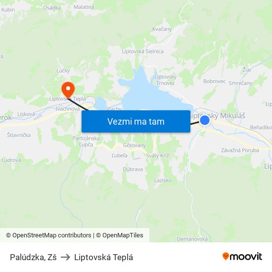 Palúdzka, Zš to Liptovská Teplá map