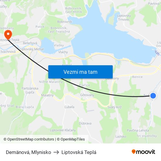 Demänová, Mlynisko to Liptovská Teplá map