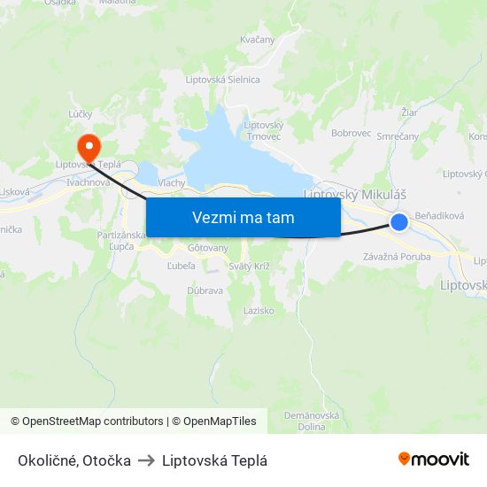 Okoličné, Otočka to Liptovská Teplá map