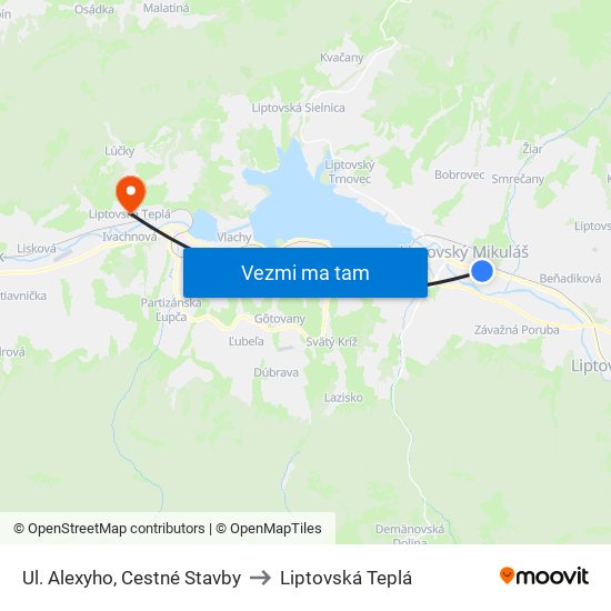 Ul. Alexyho, Cestné Stavby to Liptovská Teplá map