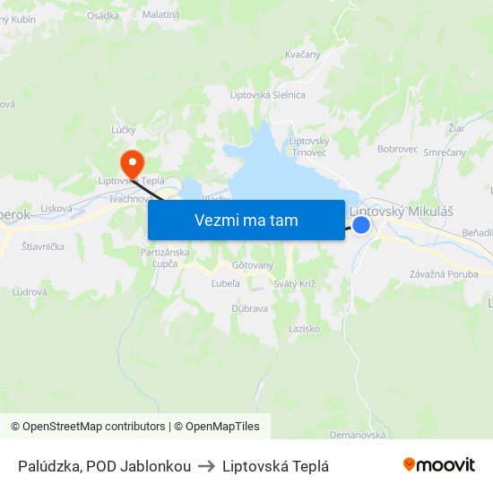 Palúdzka, POD Jablonkou to Liptovská Teplá map