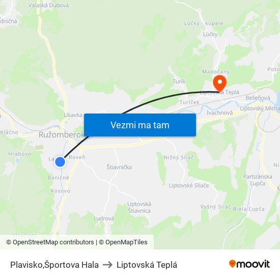 Plavisko,Športova Hala to Liptovská Teplá map