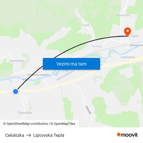 Celulózka to Liptovská Teplá map