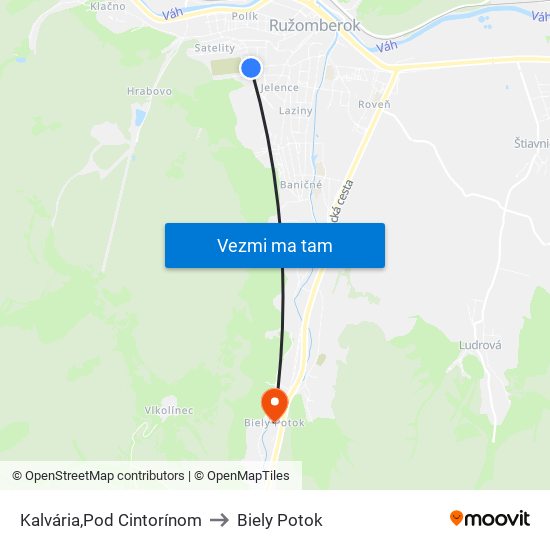 Kalvária,Pod Cintorínom to Biely Potok map