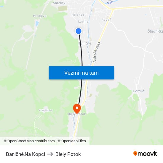 Baničné,Na Kopci to Biely Potok map