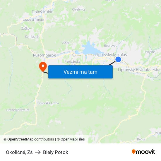 Okoličné, Zš to Biely Potok map