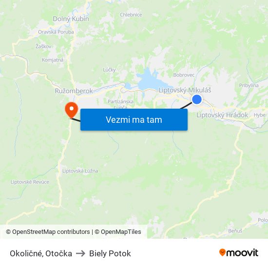 Okoličné, Otočka to Biely Potok map