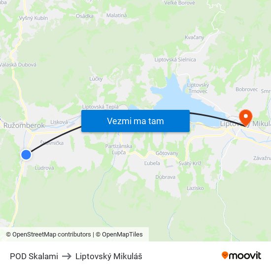 POD Skalami to Liptovský Mikuláš map