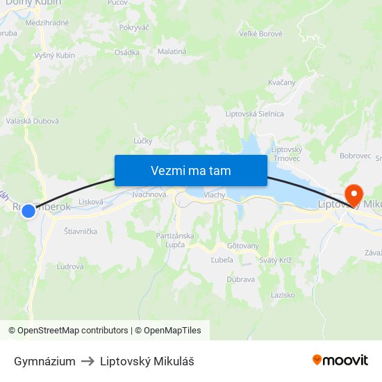 Gymnázium to Liptovský Mikuláš map