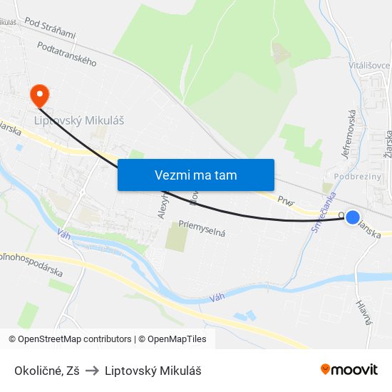 Okoličné, Zš to Liptovský Mikuláš map