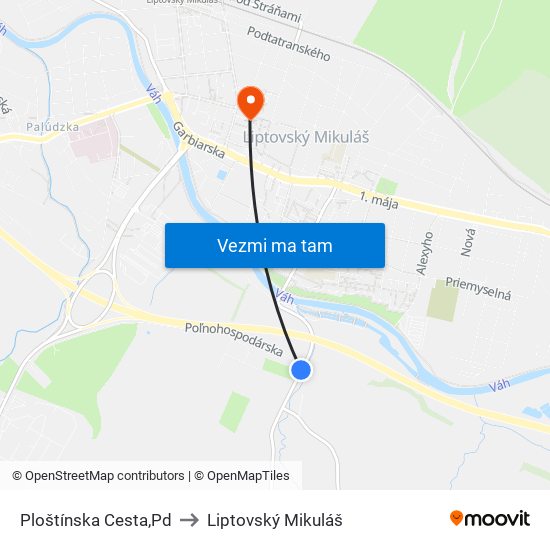 Ploštínska Cesta,Pd to Liptovský Mikuláš map