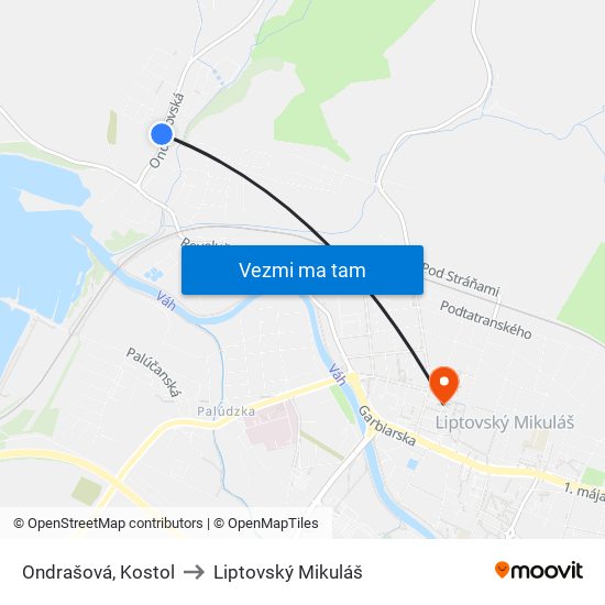 Ondrašová, Kostol to Liptovský Mikuláš map