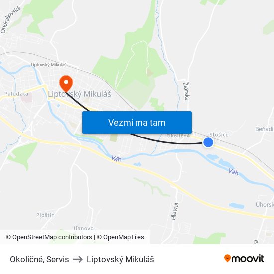 Okoličné, Servis to Liptovský Mikuláš map