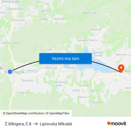 Ž.Silbigera, Č.8 to Liptovský Mikuláš map