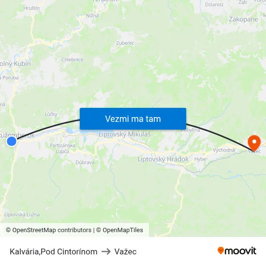 Kalvária,Pod Cintorínom to Važec map