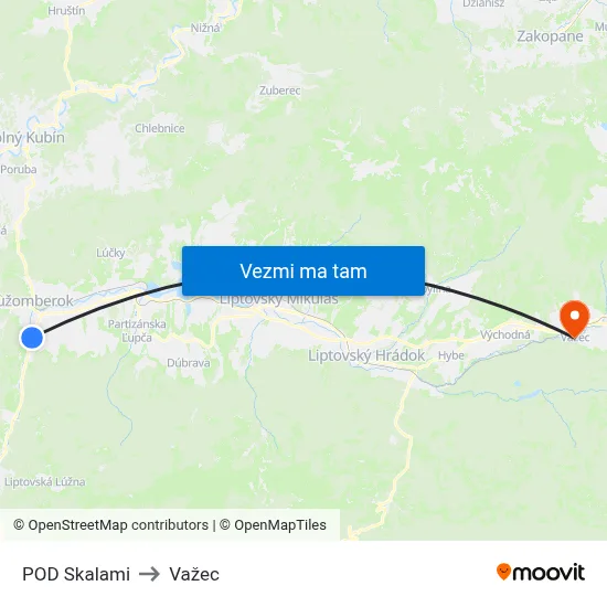 POD Skalami to Važec map