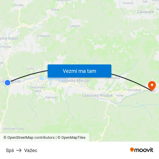Spš to Važec map
