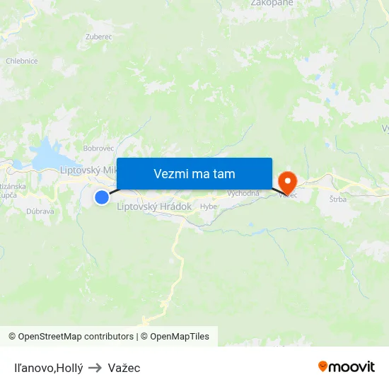 Iľanovo,Hollý to Važec map