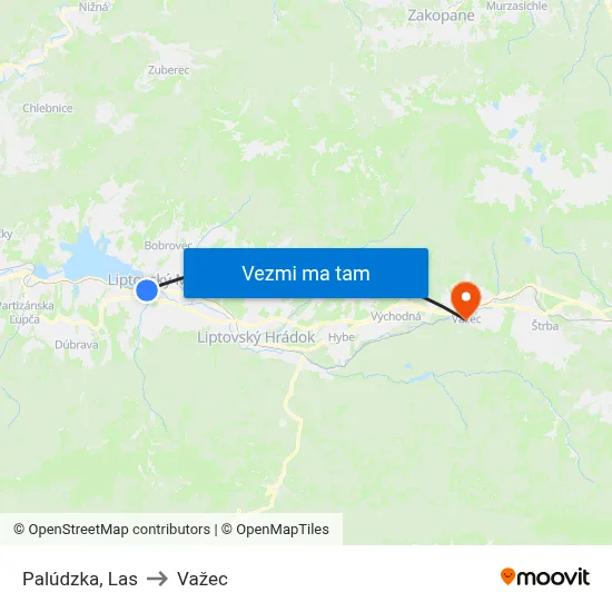 Palúdzka, Las to Važec map