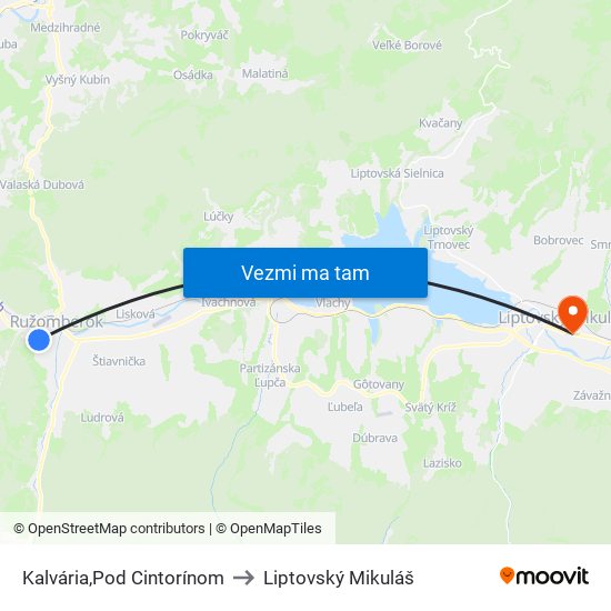 Kalvária,Pod Cintorínom to Liptovský Mikuláš map